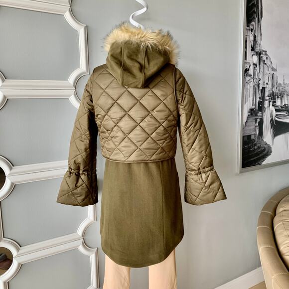 Joie Hetal Hooded Wool Coat With Faux Fur Trim Size Medium - Picture 8 of 12